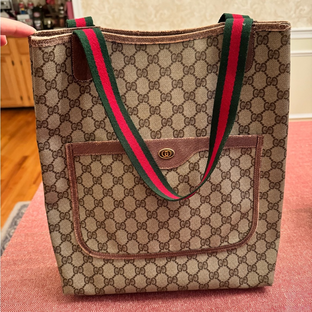 Gucci Vintage Monogram Supreme Web Sherry Line Coated Canvas Tote